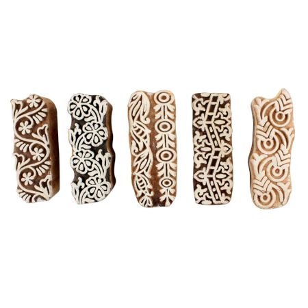 Set of 5 Piece New Mix Wooden Printing Blocks